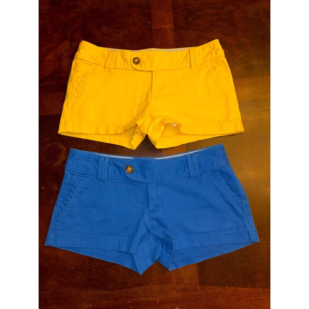 Lot 2 Red Camel Y2K Micro Mini Chino Shorts Yellow Blue Size 3 Low Rise Festival